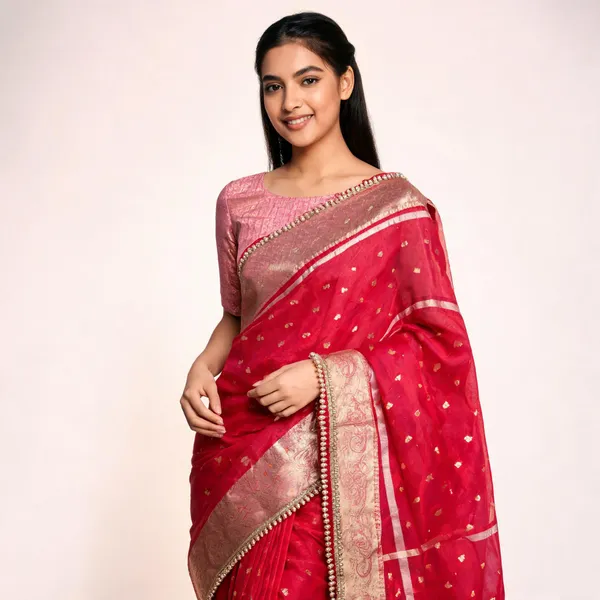 Banarasi_Tissue_Silk_Saree_With_Pearl_Lace_Border_Royal_Red