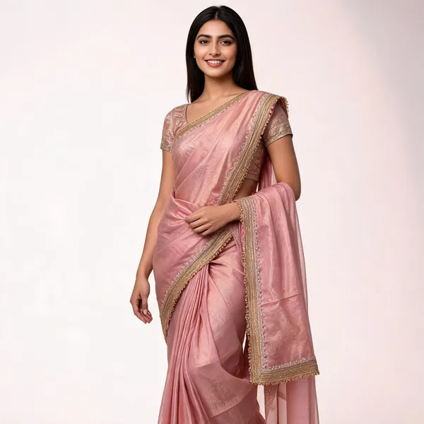 Zarina_Rose_Gold_Tissue_Silk_Saree