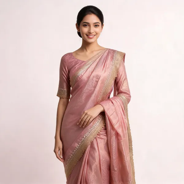Zarina_Rose_Gold_Tissue_Silk_Saree