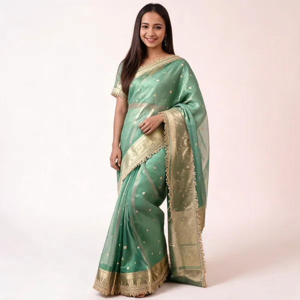 Banarasi_Tissue_Silk_Saree_With_Gold_Zari_Buti_Heavy_Lace_Border_Mint