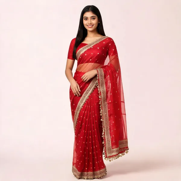 Royal_Red_Buta_Tissue_Silk_Saree_With_Coin_Lace_Border