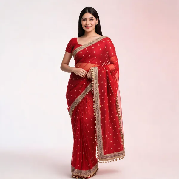 Royal_Red_Buta_Tissue_Silk_Saree_With_Coin_Lace_Border