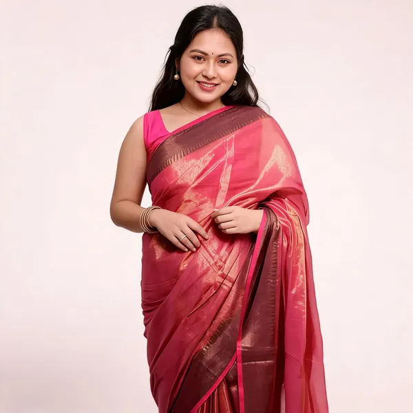 Mul_Tissue_Saree_With_Temple_Border_Pink