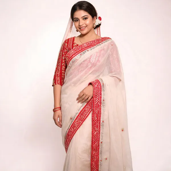 Kota_Doria_Saree_With_Bandhej_Border_Royal_Red