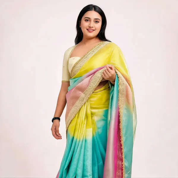 Pastel_Rainbow_Banarasi_Tissue_Silk_Saree_Yellow
