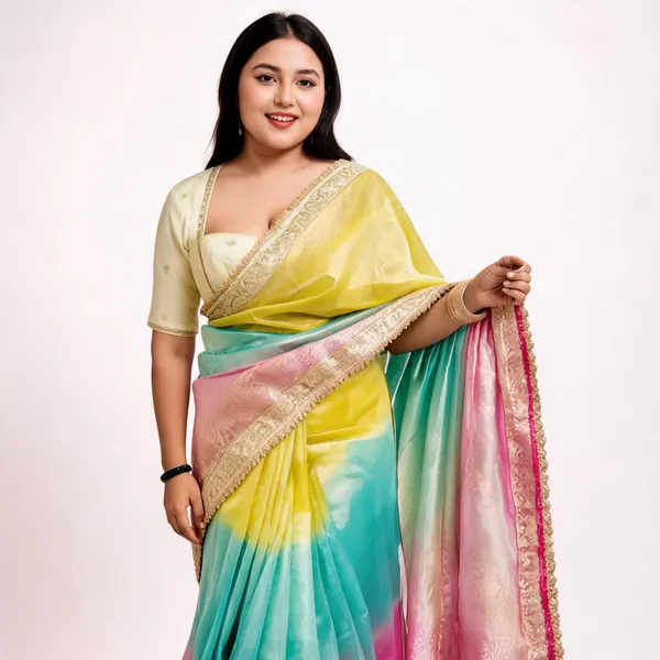 Pastel_Rainbow_Banarasi_Tissue_Silk_Saree_Yellow