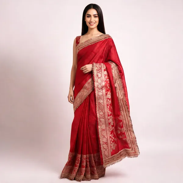 Gulab_Border_Banarasi_Tissue_Silk_Saree_Royal_Red