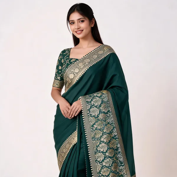Premium_Banarasi_Silk_Saree_With_Heavy_Zari_Border_Pearl_Lace_Work_Emerald