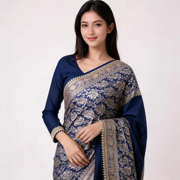 Premium_Banarasi_Silk_Saree_With_Heavy_Zari_Border_Pearl_Lace_Work_Navy