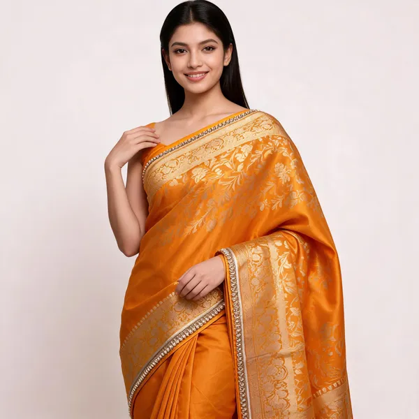 Premium_Banarasi_Silk_Saree_With_Heavy_Zari_Border_Pearl_Lace_Work_Bronze