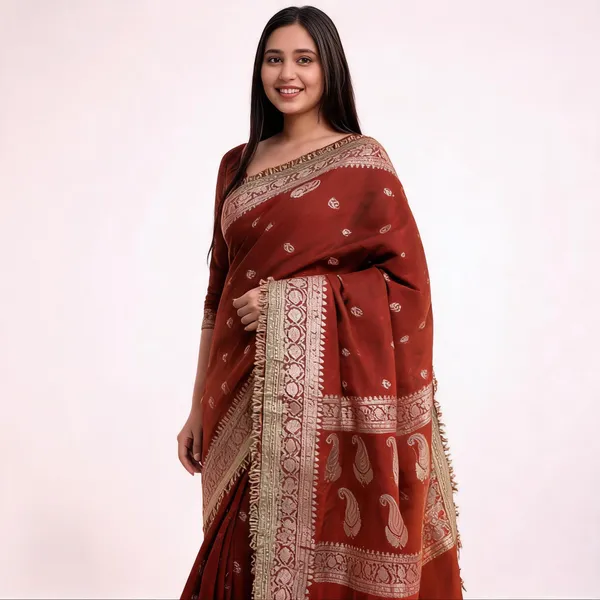 Banarasi_Katan_Silk_Khaddi_Buti_Saree_Rust_Brown