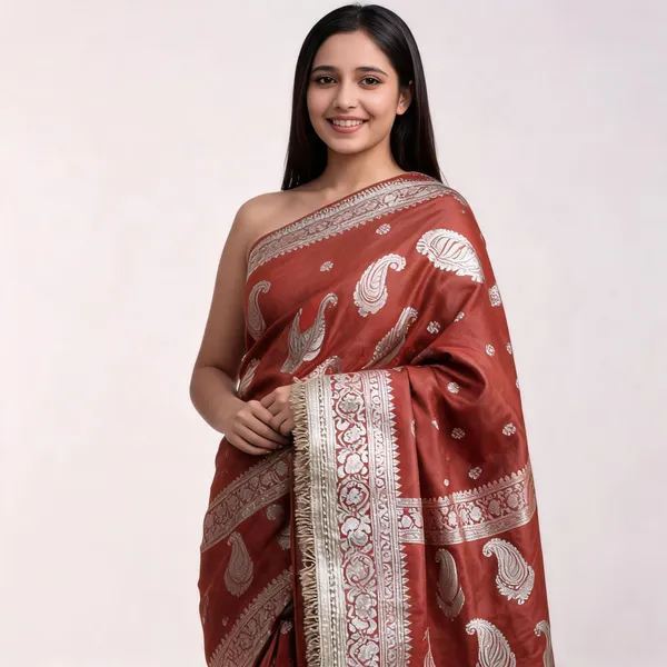 Banarasi_Katan_Silk_Khaddi_Buti_Saree_Rust_Brown