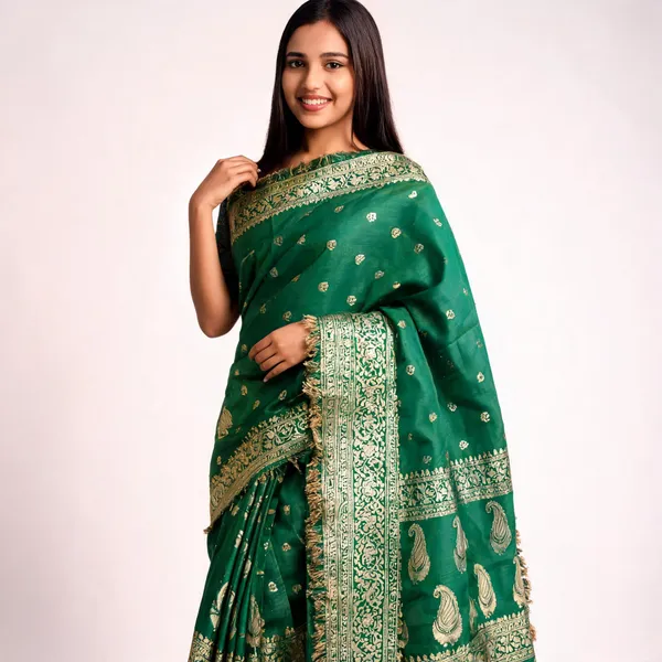 Banarasi_Katan_Silk_Khaddi_Buti_Saree_Green