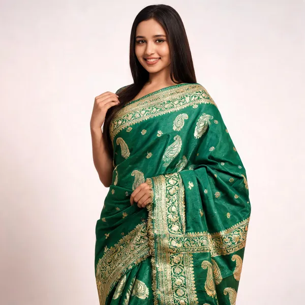 Banarasi_Katan_Silk_Khaddi_Buti_Saree_Green