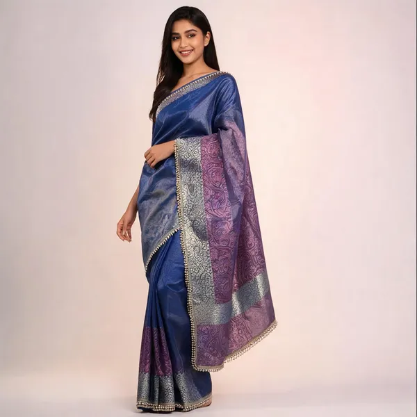 Pashmeena_Banarasi_Tissue_Silk_Saree_Navy