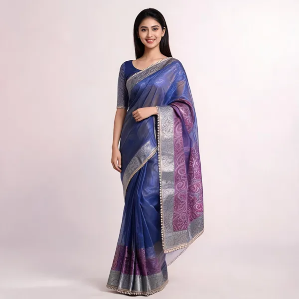 Pashmeena_Banarasi_Tissue_Silk_Saree_Navy