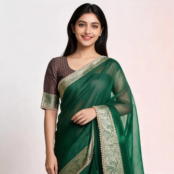Pashmeena_Banarasi_Tissue_Silk_Saree_Emerald