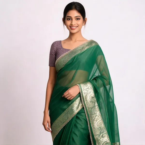 Pashmeena_Banarasi_Tissue_Silk_Saree_Emerald