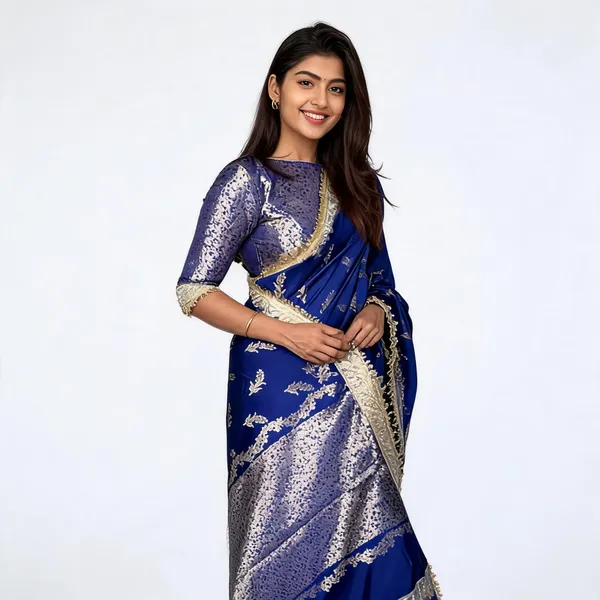 Meenakari_Katan_Silk_Sare_With_Heavy_Lace_Border_Blue