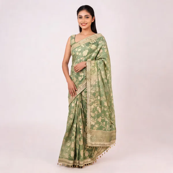 Gulab_Jaal_Coin_Lace_Tissue_Silk_Saree_Green