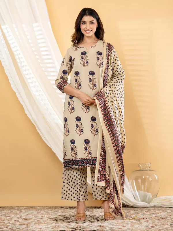 Brown_Pure_Cotton_Kurta_Set_3_Piece_For_Women