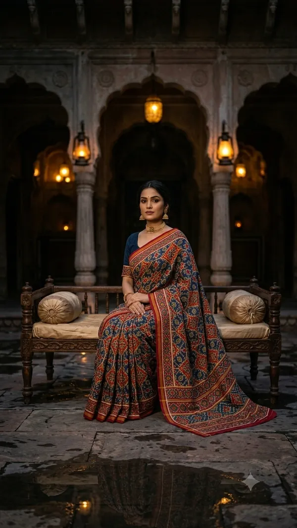 Red_Pure_Cotton_Saree_With_Attached_Blouse_For_Women