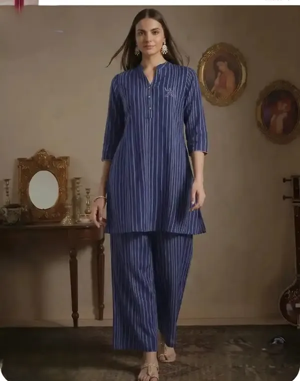 Blue_Pure_Cotton_Co_Ord_Set_For_Women
