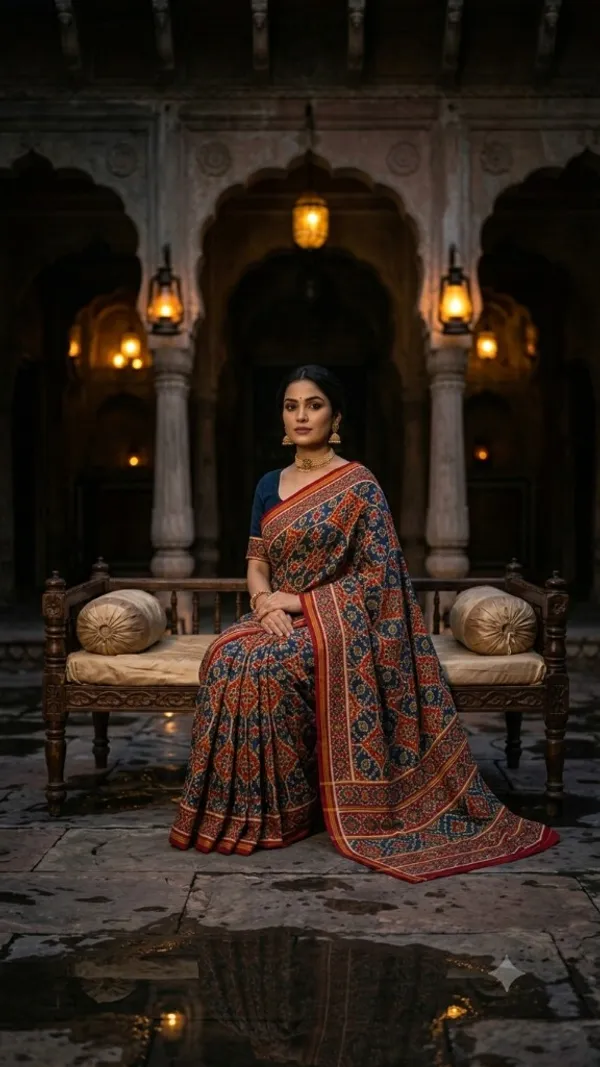 Red_Pure_Cotton_Saree_With_Attached_Blouse_For_Women