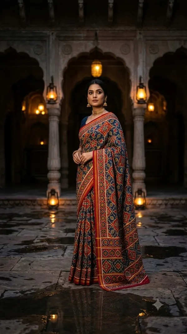 Red_Pure_Cotton_Saree_With_Attached_Blouse_For_Women