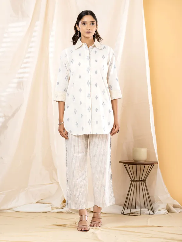 White_And_Sky_Blue_Pure_Cotton_Co_Ord_Set_For_Women