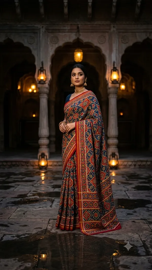 Red_Pure_Cotton_Saree_With_Attached_Blouse_For_Women