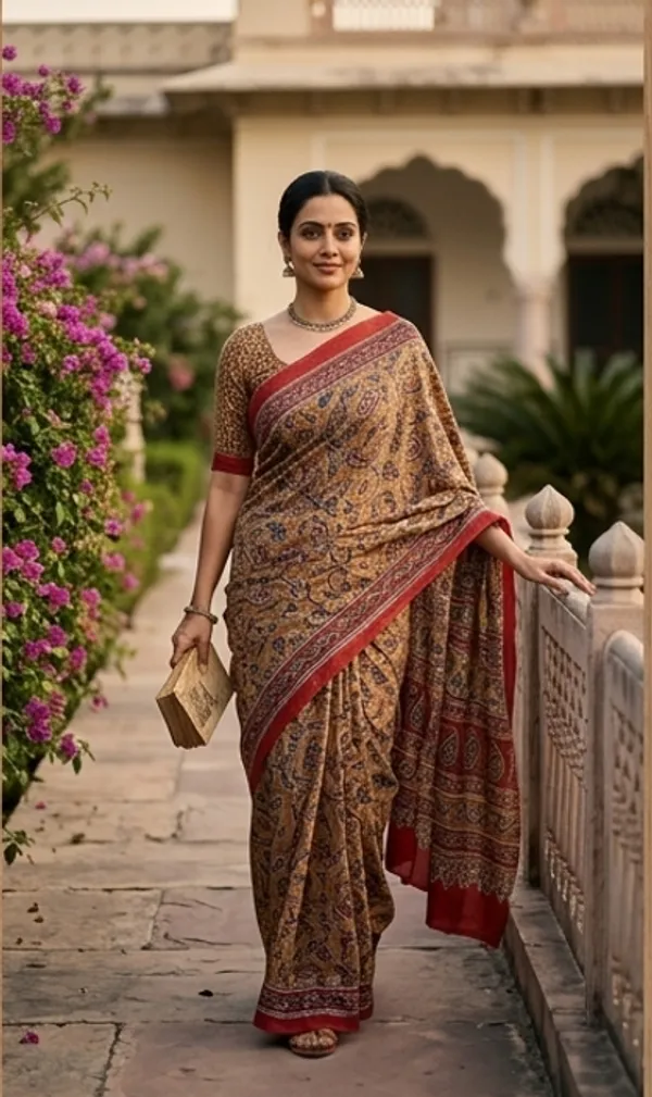 Yellow_Pure_Cotton_Saree_With_Attached_Blouse_For_Women