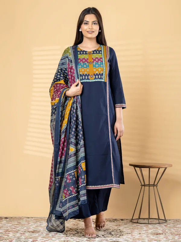 Blue__Pure_Cotton_Kurta_Set_3_Piece_For_Women