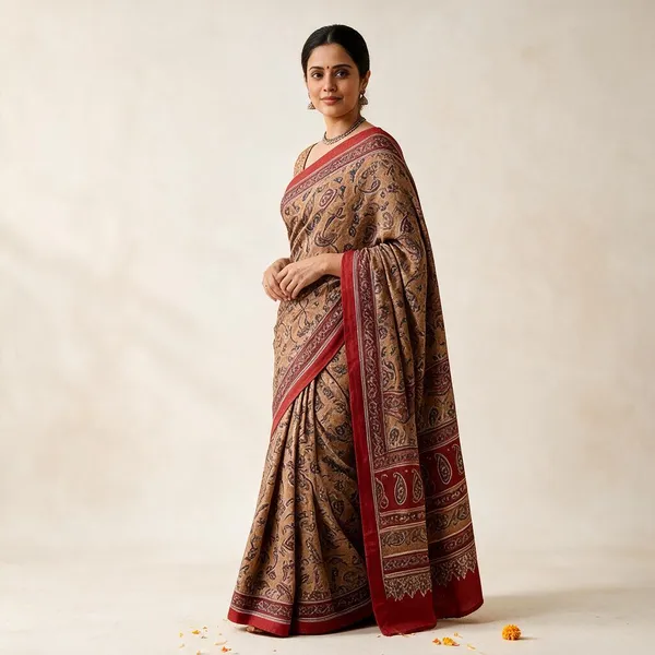 Yellow_Pure_Cotton_Saree_With_Attached_Blouse_For_Women