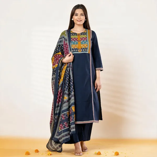 Blue__Pure_Cotton_Kurta_Set_3_Piece_For_Women