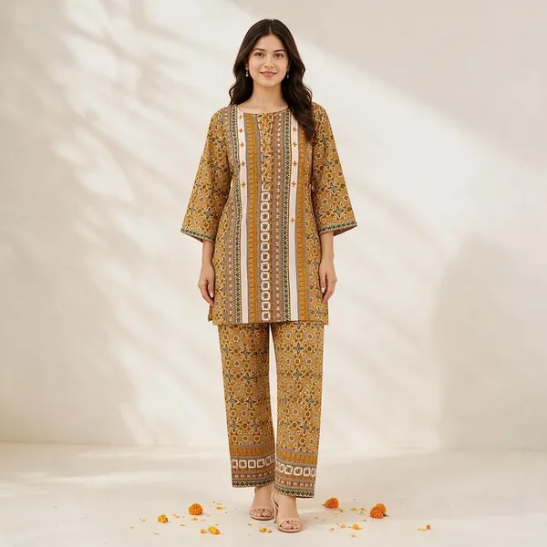 Orange_Pure_Cotton_Co_Ord_Set_For_Women