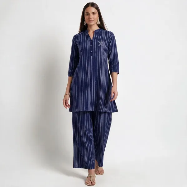 Blue_Pure_Cotton_Co_Ord_Set_For_Women
