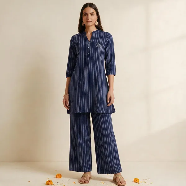 Blue_Pure_Cotton_Co_Ord_Set_For_Women