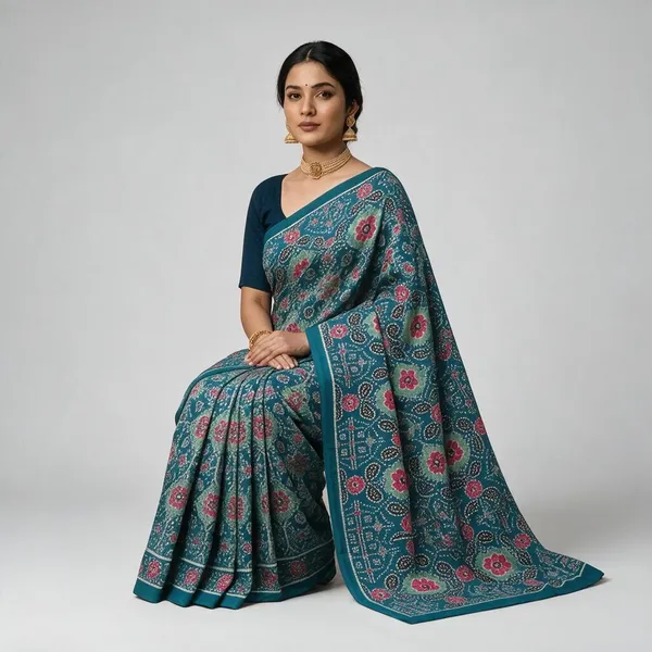 Magenta_Pure_Cotton_Saree_With_Attached_Blouse_For_Women