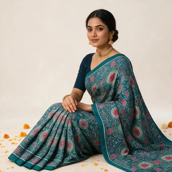 Magenta_Pure_Cotton_Saree_With_Attached_Blouse_For_Women