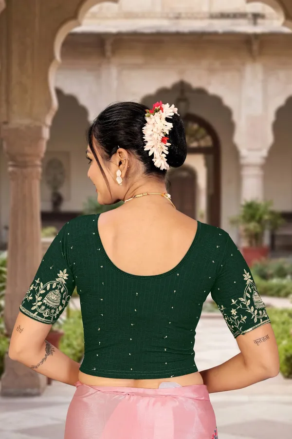 Green_Cotton_Blend_Fitted_Embroidered_Saree_Blouse_For_Women