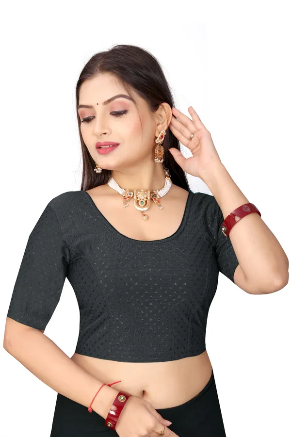 Black_Cotton_Blend_Fitted_Textured_Saree_Blouse_For_Women
