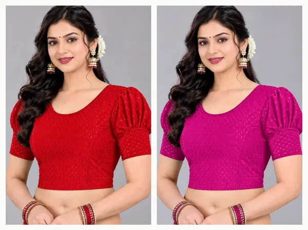 Red_And_Pink_Cotton-Polyester_Puff_Sleeve_Cropped_Blouse_For_Women_Pack_Of_2