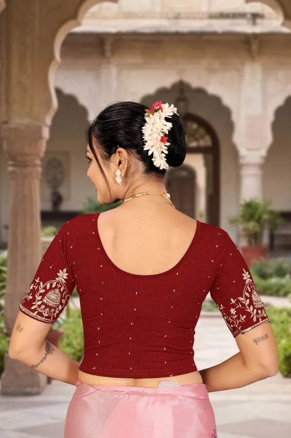 Maroon_Cotton_Blend_Fitted_Embroidered_Saree_Blouse_For_Women