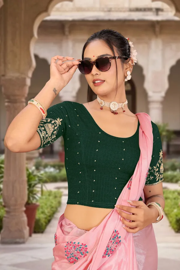 Green_Cotton_Blend_Fitted_Embroidered_Saree_Blouse_For_Women