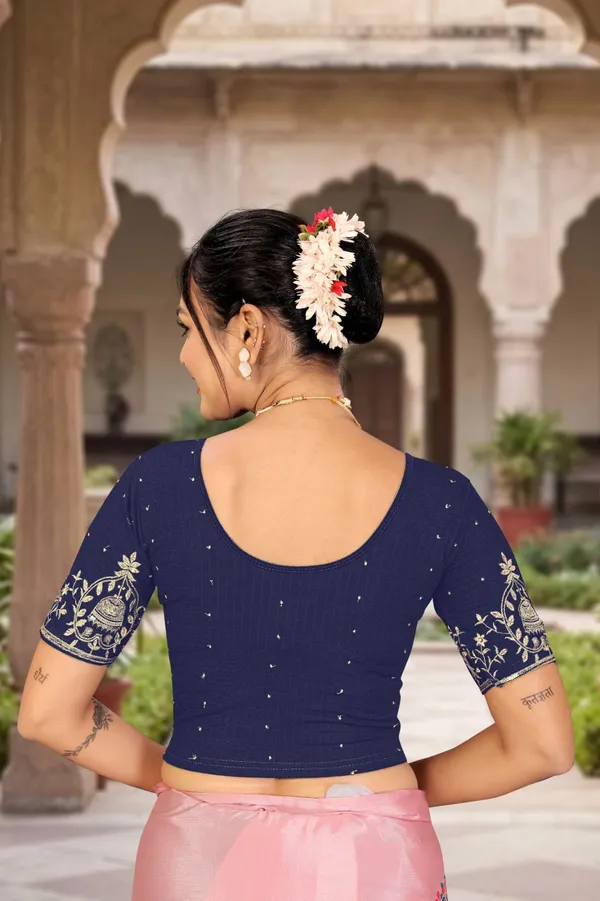 Navy_Blue_Cotton_Blend_Fitted_Embroidered_Saree_Blouse_For_Women