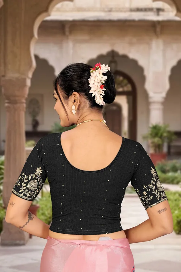 Black_Cotton_Blend_Fitted_Embroidered_Saree_Blouse_For_Women
