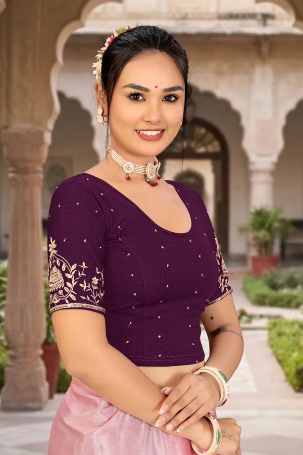 Purple_Cotton_Blend_Fitted_Embroidered_Saree_Blouse_For_Women