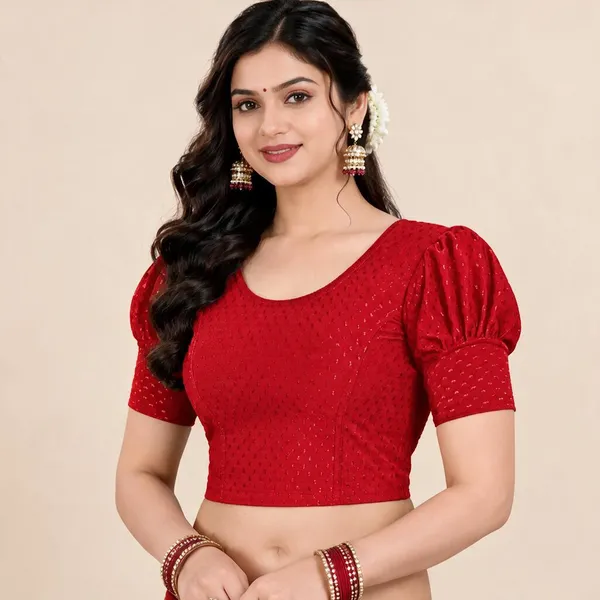 Red_And_Pink_Cotton-Polyester_Puff_Sleeve_Cropped_Blouse_For_Women_Pack_Of_2