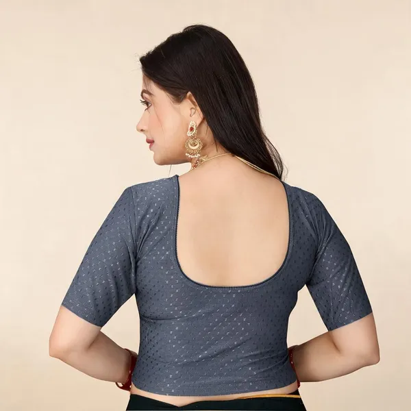 Grey_Cotton_Blend_Fitted_Textured_Saree_Blouse_For_Women